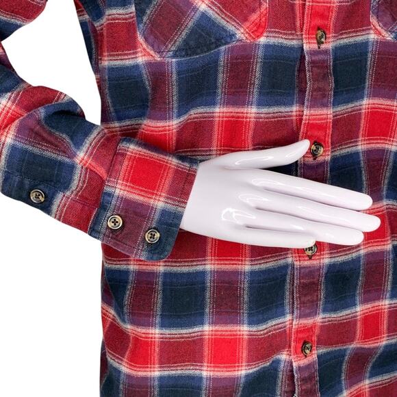 Vans Unisex Collared Long Sleeve Button Down Plaid Red and Blue Shirt Size - Picture 5 of 12